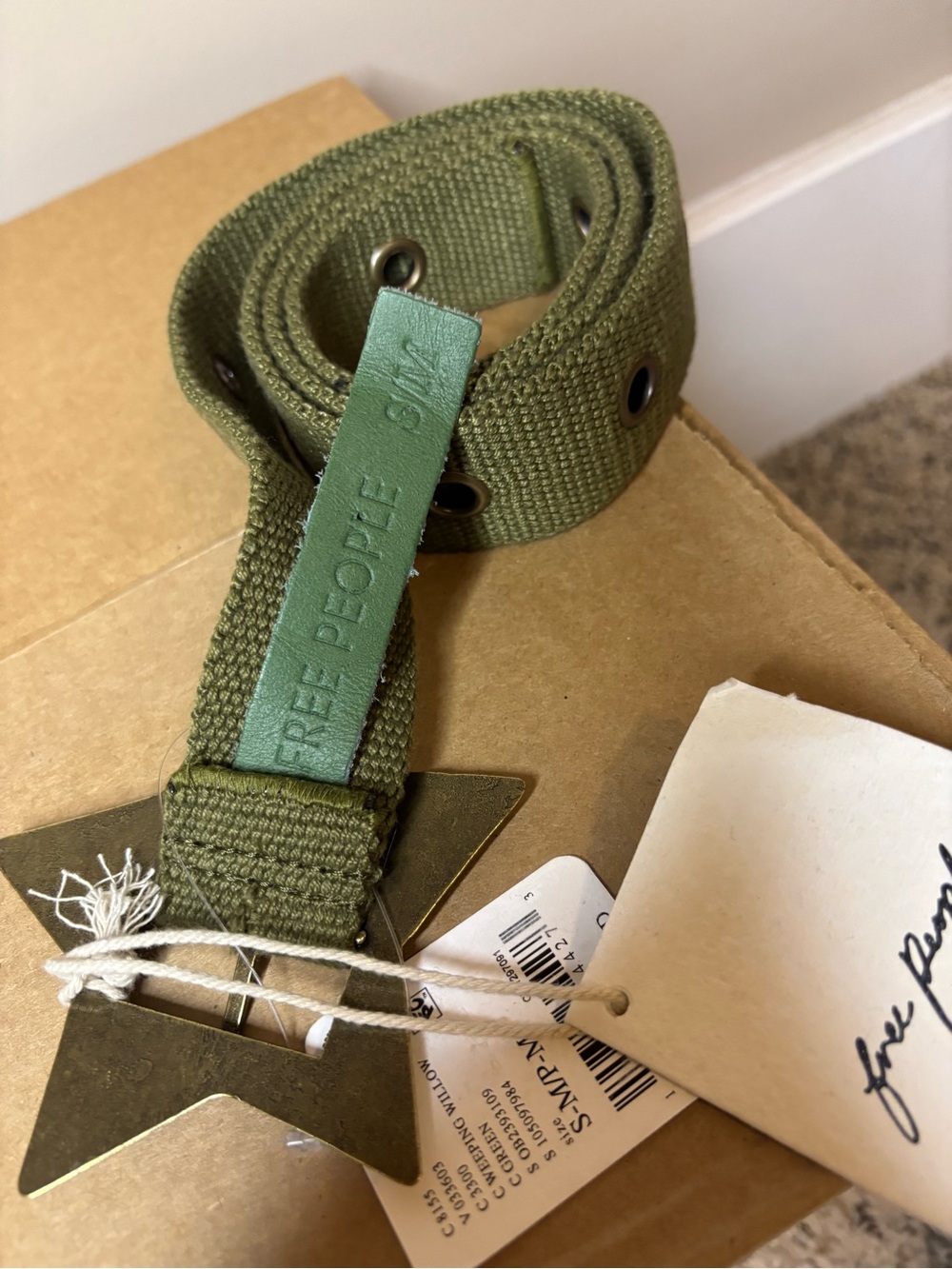 Free People Zoa Hip Belt Weeping Willow Green Star Buckle S/M New With Tags - Picture 4 of 5